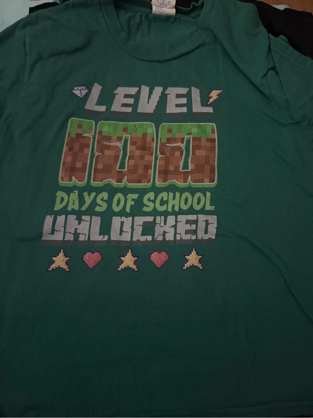 Kids 'Level 100 Days of School Unlocked' Graphic Tee - Green